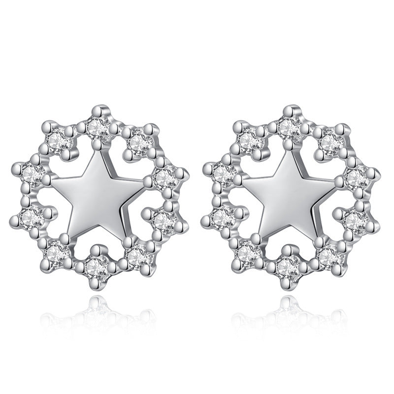 Silver-plated Personality Simple Pentagram Stud Earrings-Jewearrings