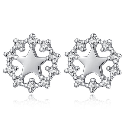 Silver-plated Personality Simple Pentagram Stud Earrings-Jewearrings