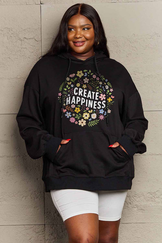 Simply Love Simply Love Full Size CREATE HAPPINESS Graphic Hoodie-Jewearrings