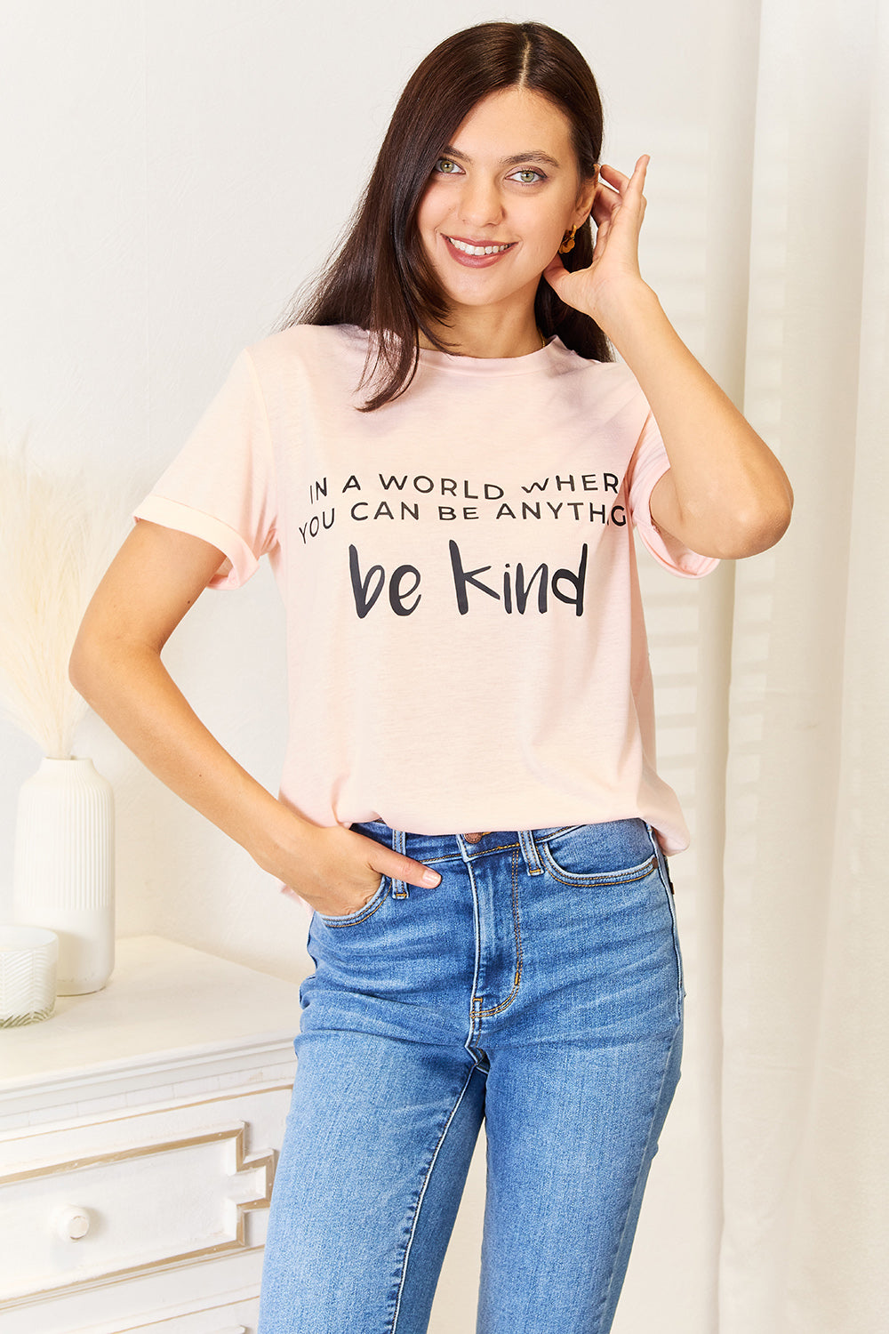 Simply Love Slogan Graphic Cuffed T-Shirt-Jewearrings