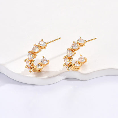 Ornament Simple Rhinestone Ear Clip Design C- Ring Earrings-Jewearrings