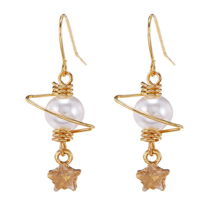 Temperament Pearl Long Rhinestone Earrings Simple Retro Style Exquisite Ear Jewelry-Jewearrings