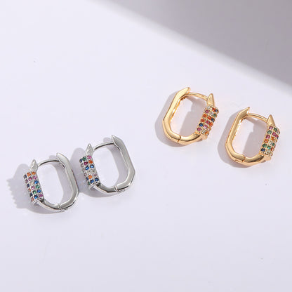 Zircon Earrings Silver Needle U-shaped Geometric Ear Buckle-Jewearrings