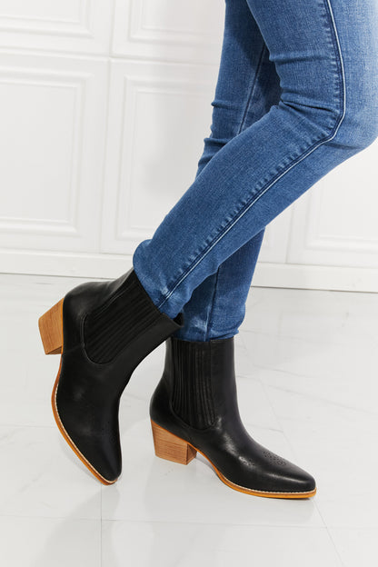 MMShoes Love the Journey Stacked Heel Chelsea Boot in Black-Jewearrings