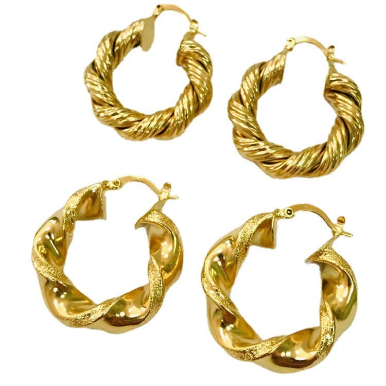 Super Twist Exaggerated Hollow Earrings 18K Gold Earrings Ear Clip-Jewearrings