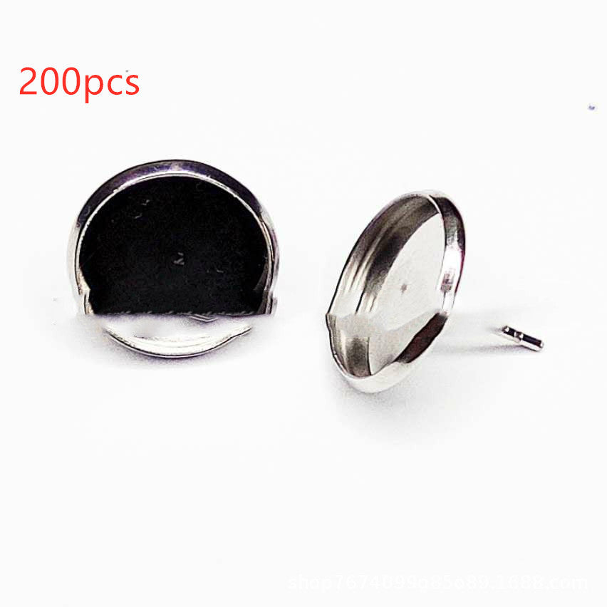 Stainless Steel Ear Stud Accessories Time Gem Earrings Gypsophila Resin Patch Base-Jewearrings