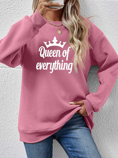 QUEEN OF EVERYTHING Round Neck Sweatshirt-Jewearrings