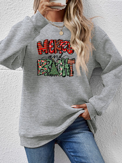 MERRY AND BRIGHT Long Sleeve Sweatshirt-Jewearrings