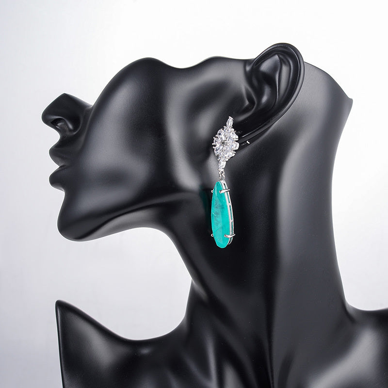 Exquisitely Inlaid Emerald Drop Earrings-Jewearrings