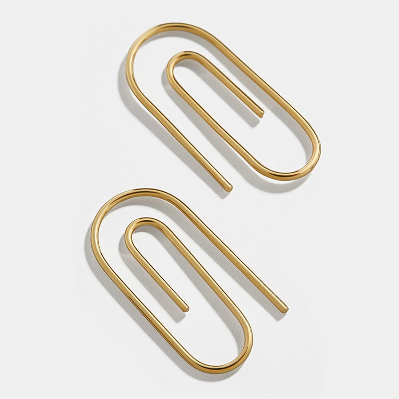 Paper clip earrings female earrings-Jewearrings