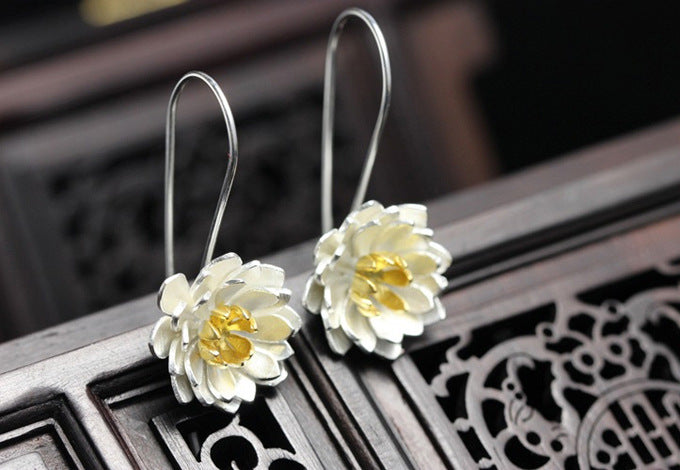 S925 Sterling Silver Earrings Fashion Lotus-Jewearrings