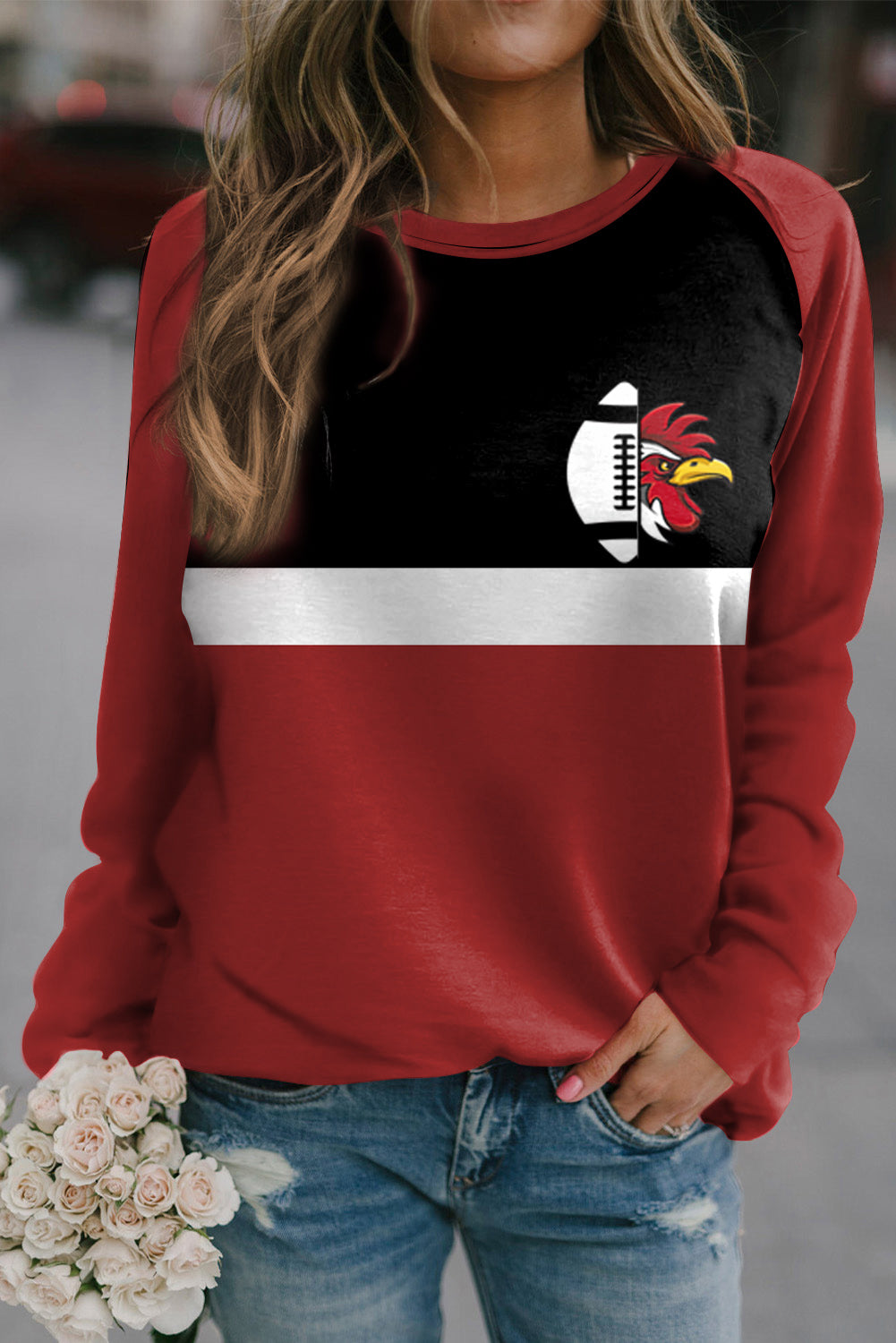 Round Neck Long Sleeve Graphic Sweatshirt-Jewearrings