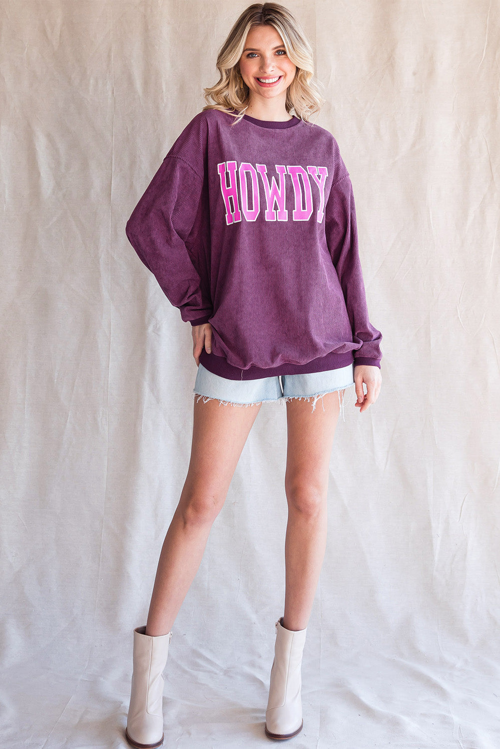 HOWDY Graphic Dropped Shoulder Sweatshirt-Jewearrings