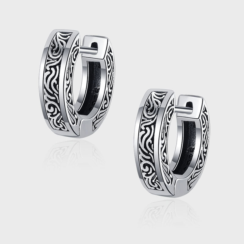 S925 Sterling Silver Small Popular Design Vintage Worn Earrings-Jewearrings