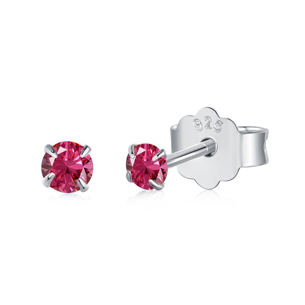 Sterling Silver Small Refined And Simple Color Zircon Stud Earrings-Jewearrings