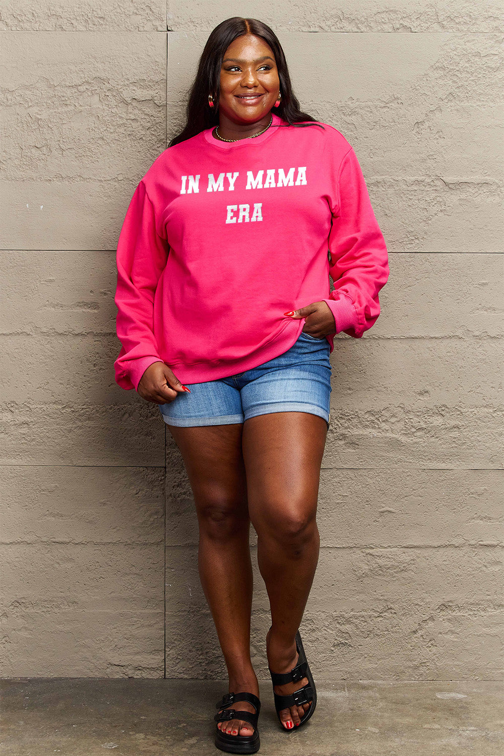 Simply Love Full Size IN MY MAMA EAR Graphic Sweatshirt-Jewearrings