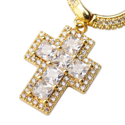 Cross full zircon earrings-Jewearrings