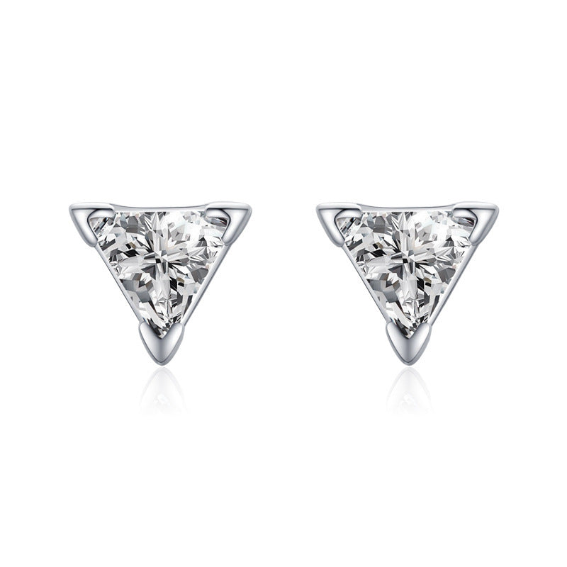 S925 Silver Triangle Earrings With Diamonds-Jewearrings