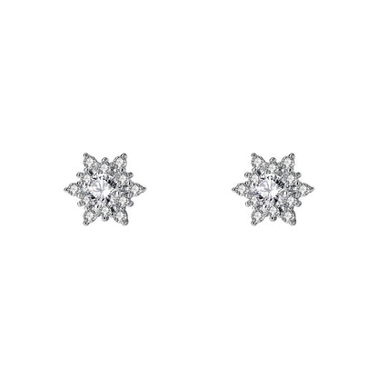 S925 Sterling Silver Snowflake Zircon Stud Earrings For Women-Jewearrings