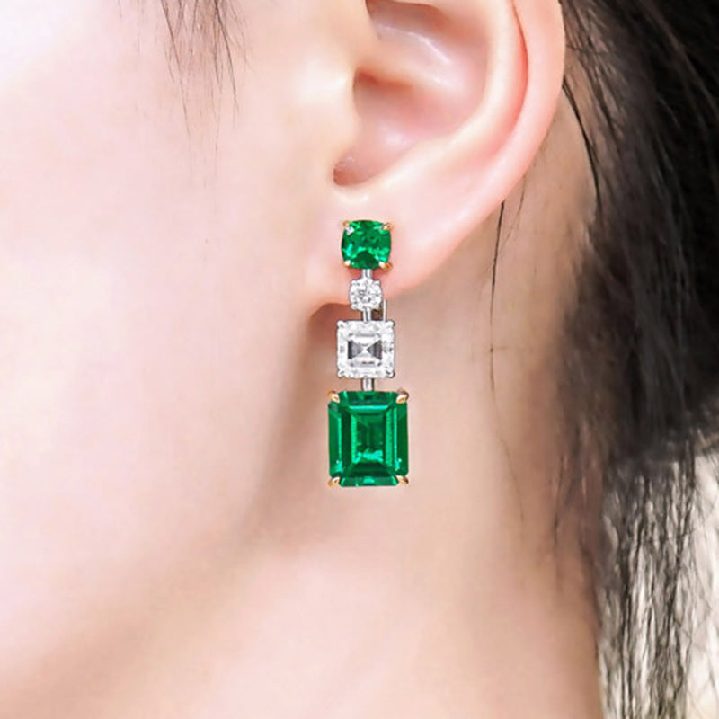 Light Luxury Emerald Cut Zircon Earrings-Jewearrings