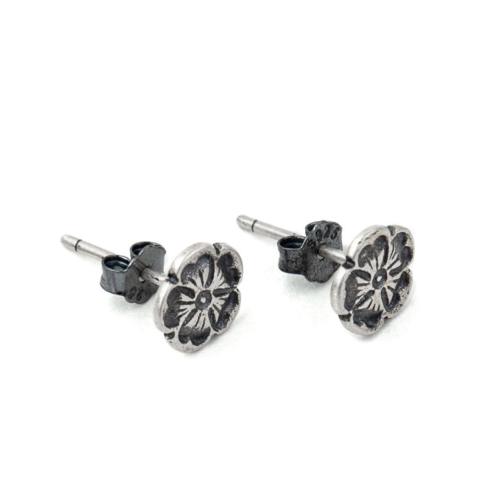 Dark Dream 925 Silver Rose Shaped Stud Earrings Vintage Silver Jewelry-Jewearrings