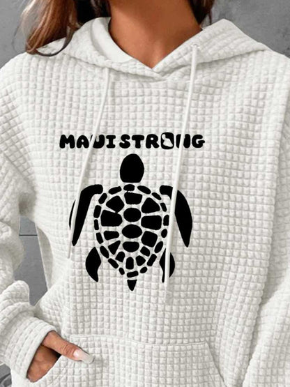 Full Size Turtle Graphic Drawstring Hoodie-Jewearrings