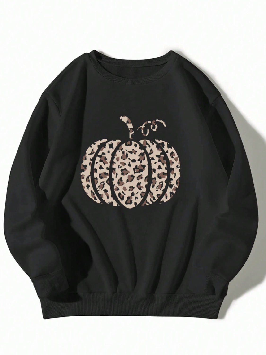 Pumpkin Graphic Round Neck Sweatshirt-Jewearrings