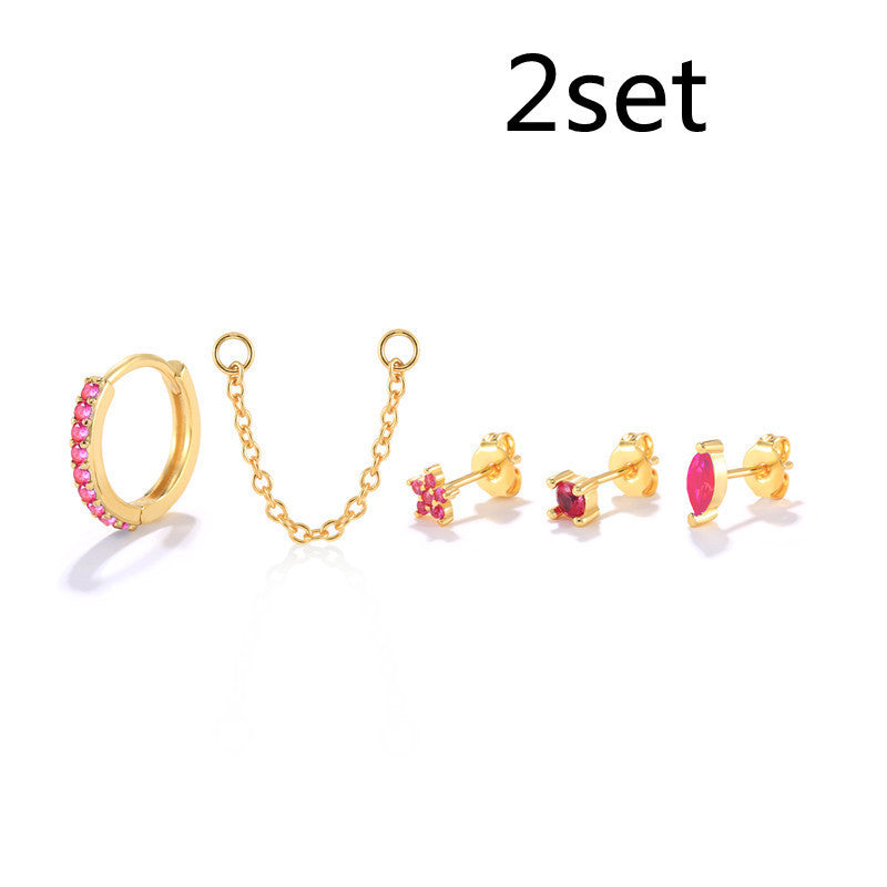 S925 Sterling Silver Fashion Personality Stud Earrings Set-Jewearrings