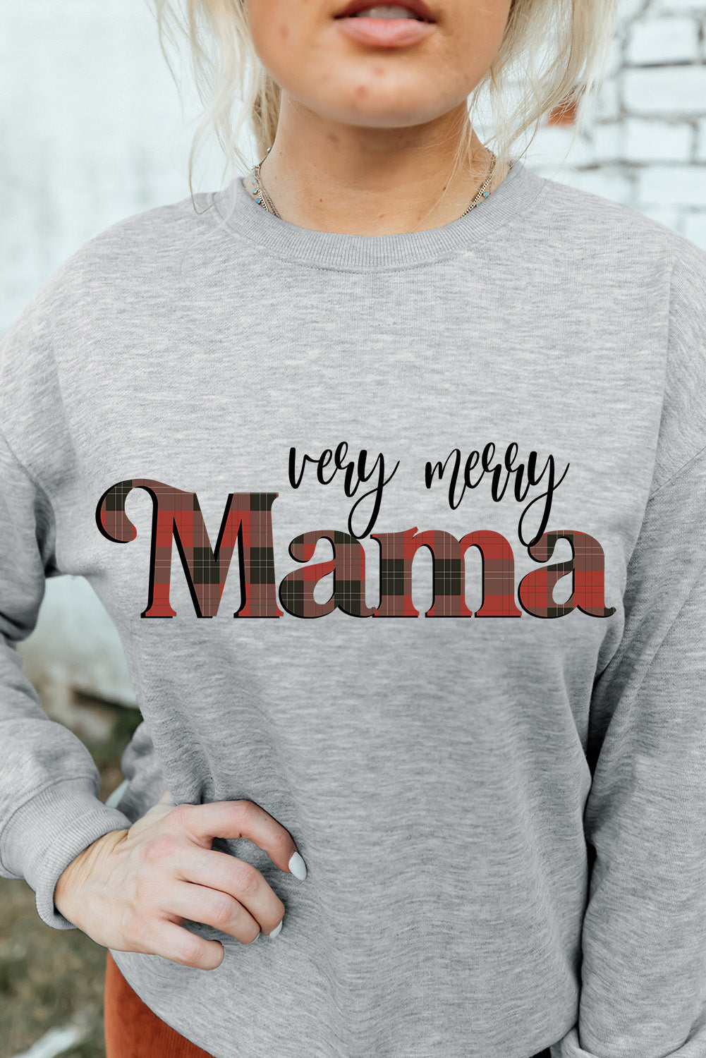 MAMA Round Neck Drop Shoulder Sweatshirt-Jewearrings