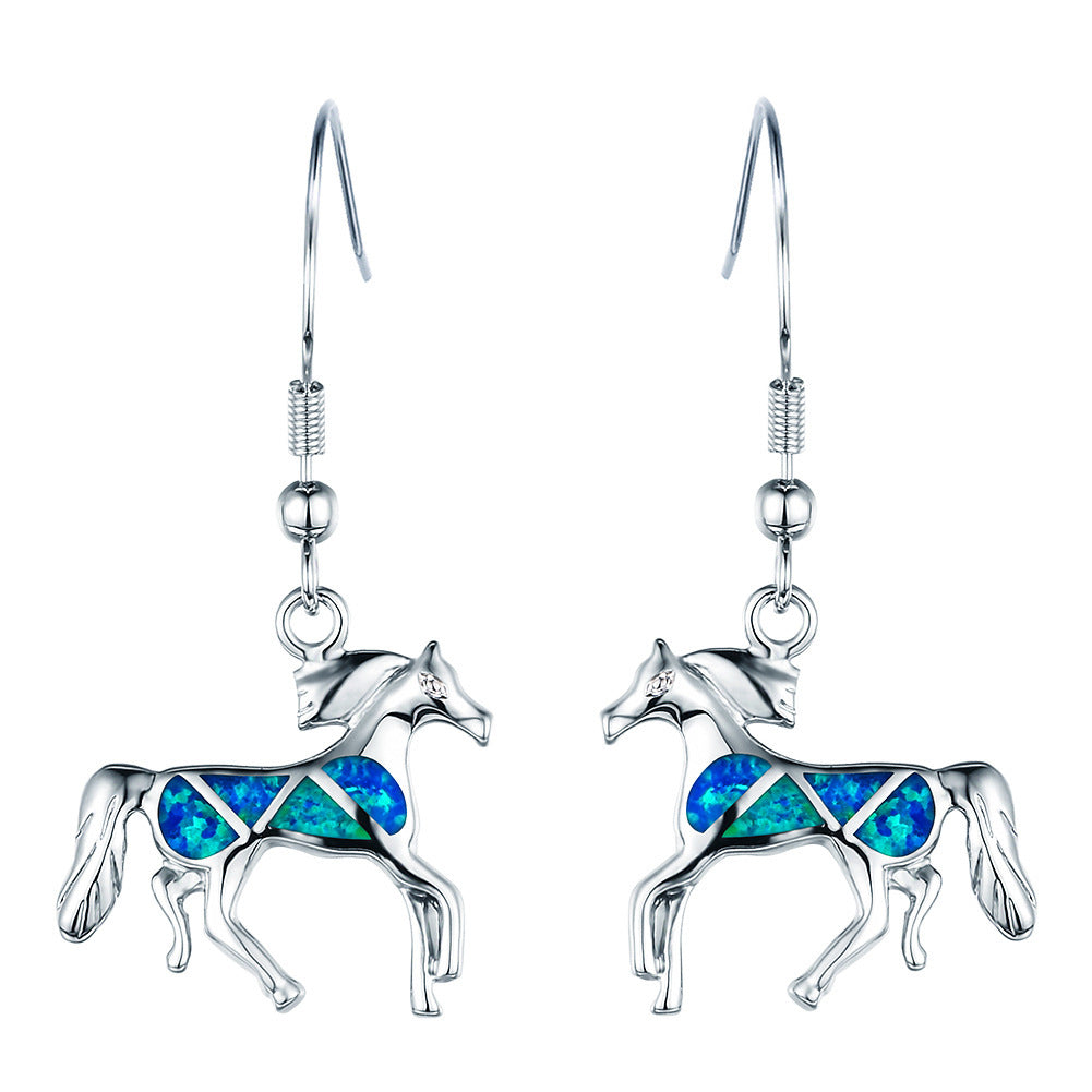 Opal small animal pony earrings-Jewearrings