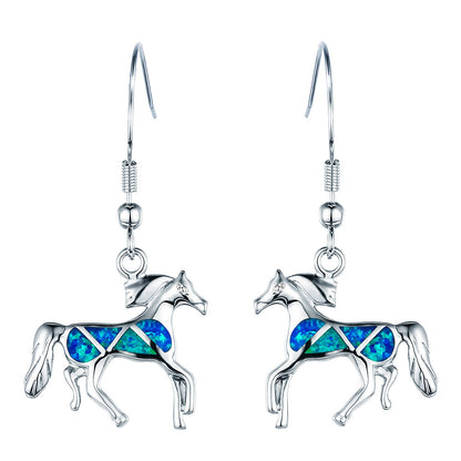 Opal small animal pony earrings-Jewearrings