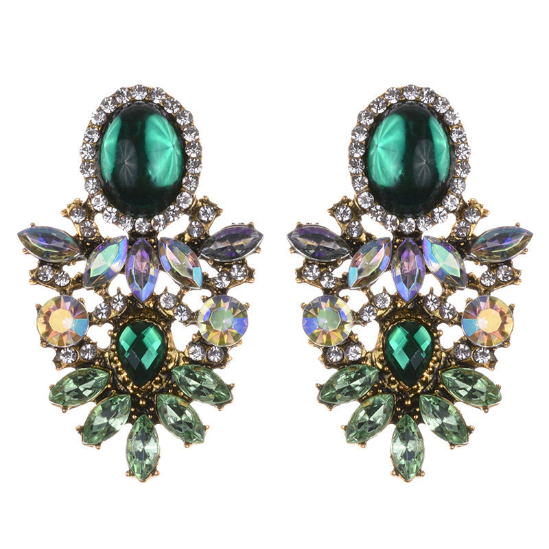 Alloy Stud With Bohemian Style Cracked Gemstone Earrings-Jewearrings