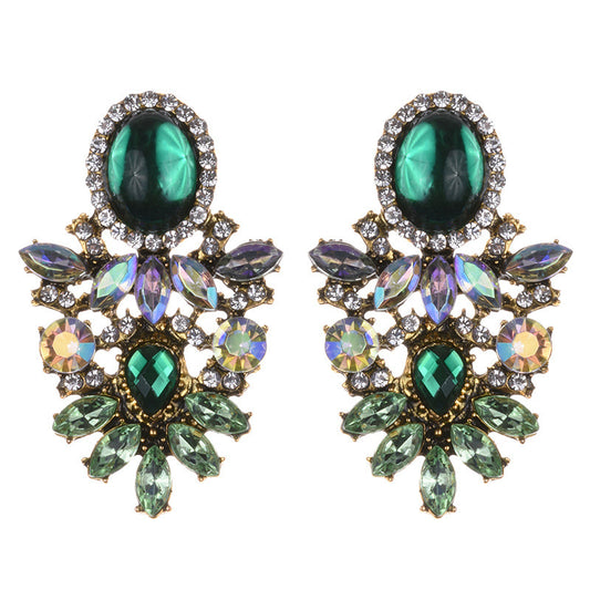 Alloy Stud With Bohemian Style Cracked Gemstone Earrings-Jewearrings