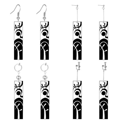 Anime Tokyo Revengers Earrings Jewelry Vintage Tattoo Runes Rectangle Acrylic Pendant Dangle Earrings-Jewearrings