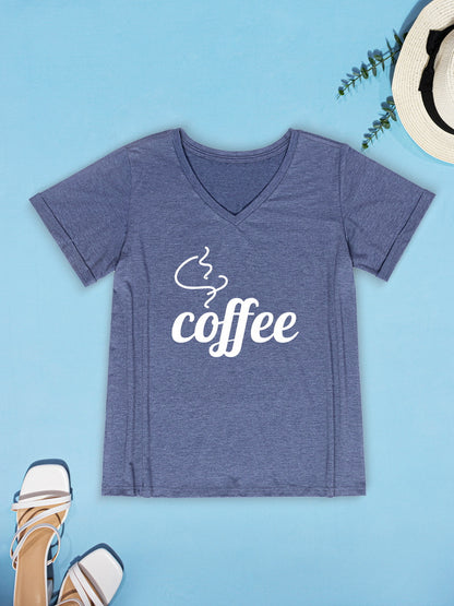 COFFEE V-Neck Short Sleeve T-Shirt-Jewearrings