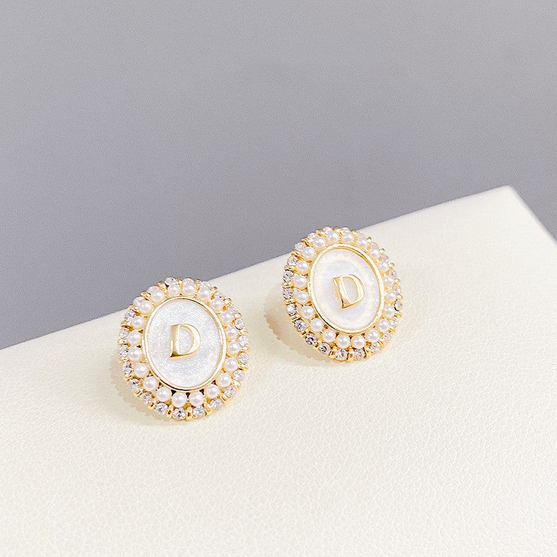 Pearl S925 Silver Needle Stud Earrings Korean Temperament Earrings-Jewearrings