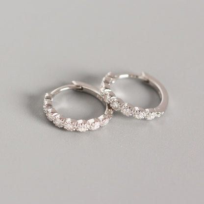 S925 Sterling Silver Circle Zircon Trendy Earrings-Jewearrings