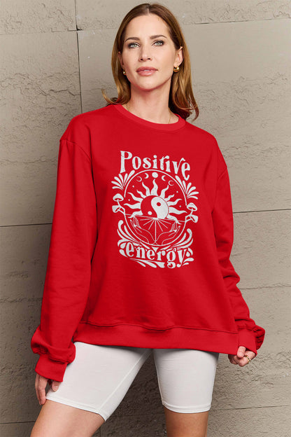 Simply Love Full Size POSITIVE ENERGY Graphic Sweatshirt-Jewearrings