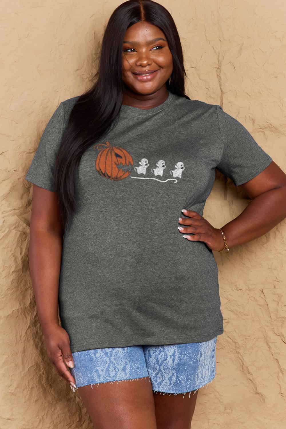 Simply Love Full Size Jack-O'-Lantern Graphic Cotton T-Shirt-Jewearrings