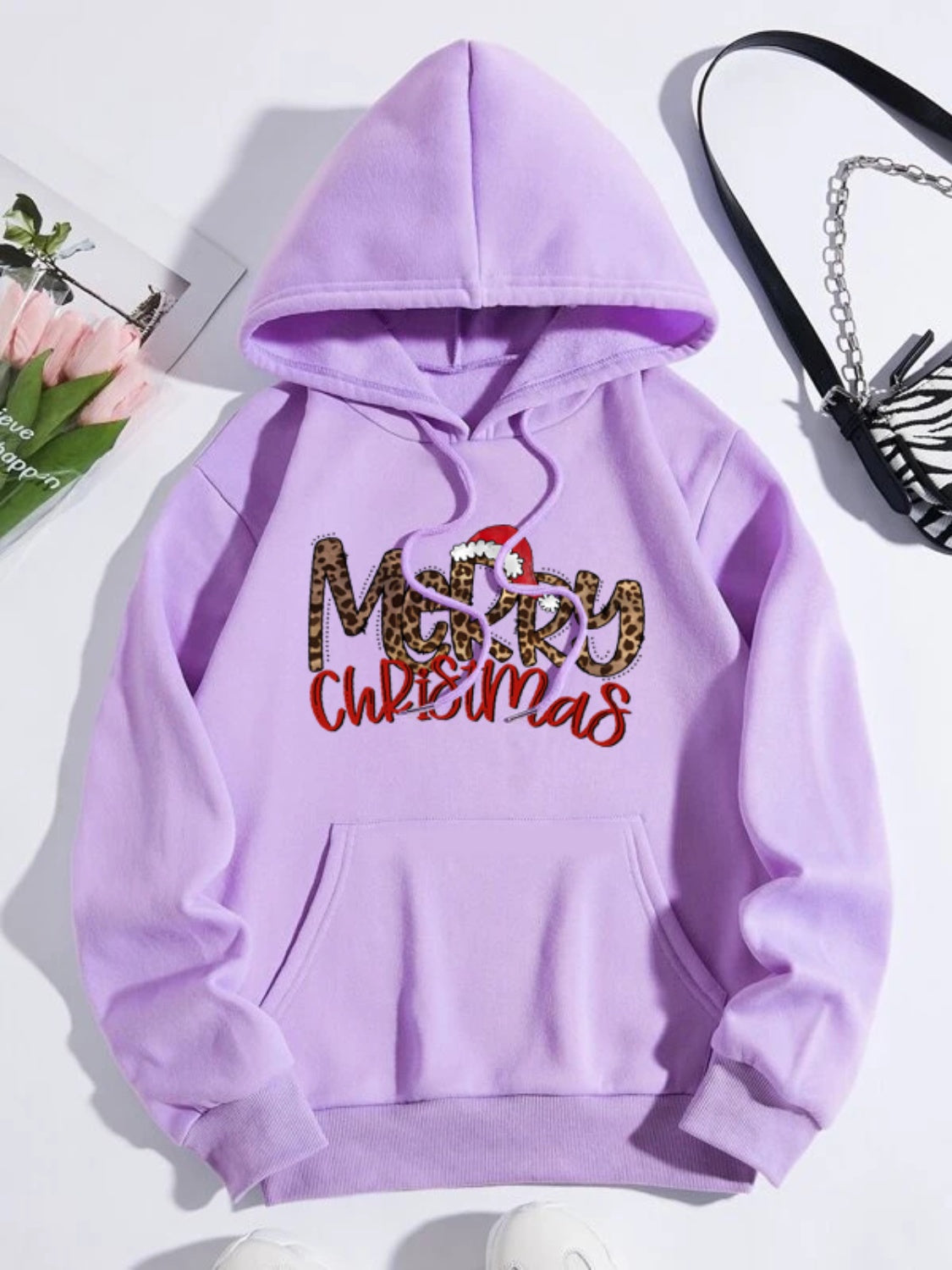 MERRY CHRISTMAS Graphic Drawstring Hoodie-Jewearrings