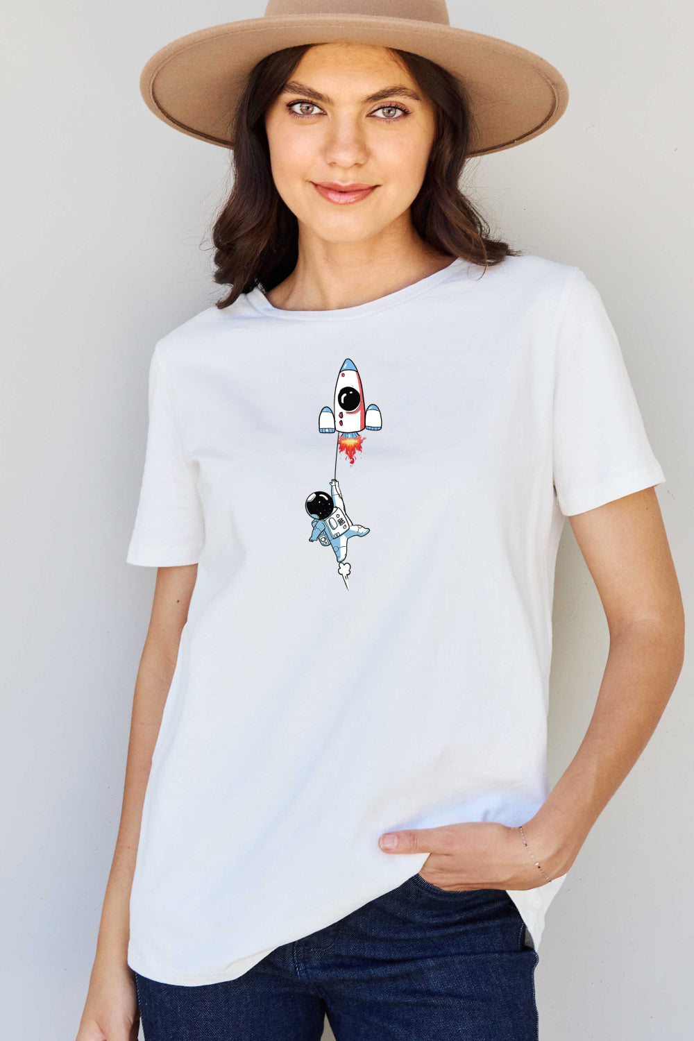 Simply Love Full Size Astronaut Graphic Cotton T-Shirt-Jewearrings