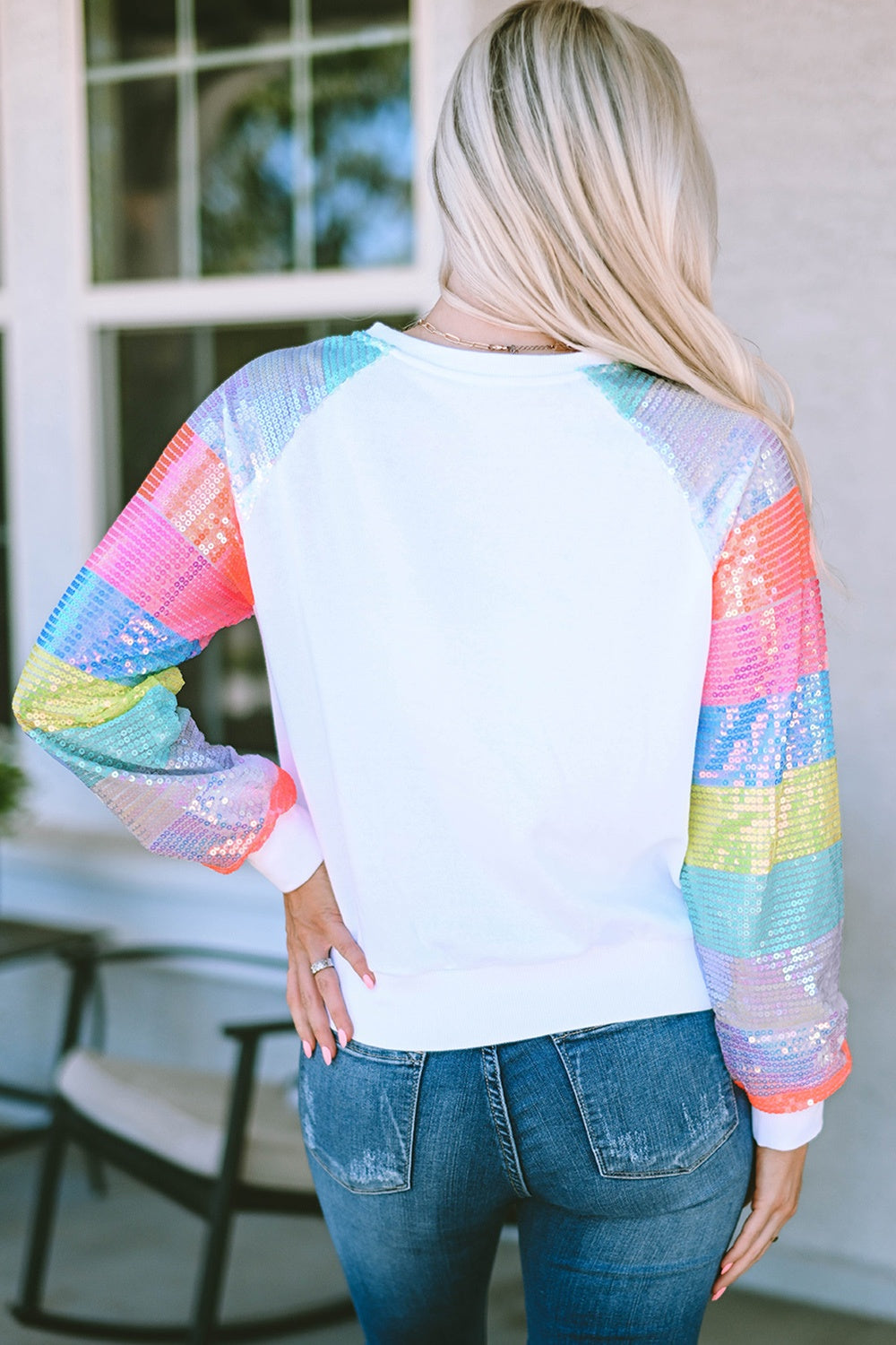 MERRY AND BRIGHT Sequin Long Sleeve Sweatshirt-Jewearrings