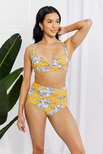 Marina West Swim Take A Dip Twist High-Rise Bikini in Mustard-Jewearrings