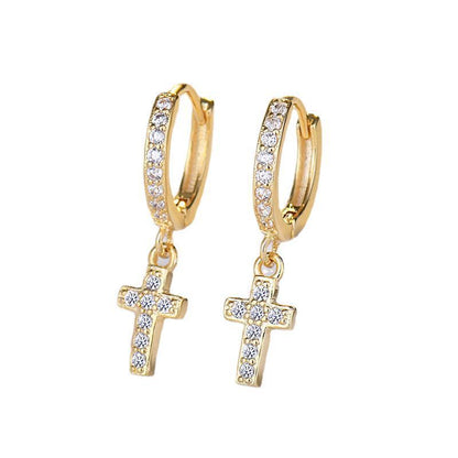 Women's Fashion Zircon Cross Earrings-Jewearrings