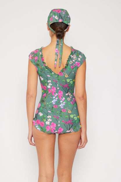 Marina West Swim Bring Me Flowers V-Neck One Piece Swimsuit In Sage-Jewearrings