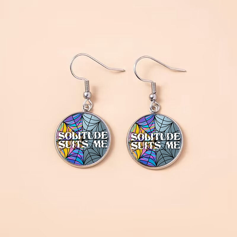 Punk Wednesday Stainless Steel Glass Dome Dangle Earrings For Women Girls-Jewearrings