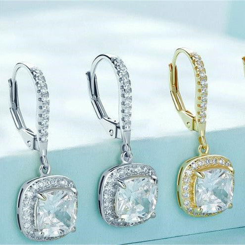 S925 Sterling Silver Earrings Bright Time Inlaid Zircon-Jewearrings