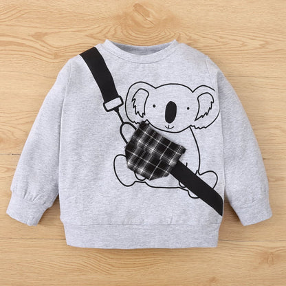 Kids Animal Graphic Sweatshirt and Plaid Joggers Set-Jewearrings