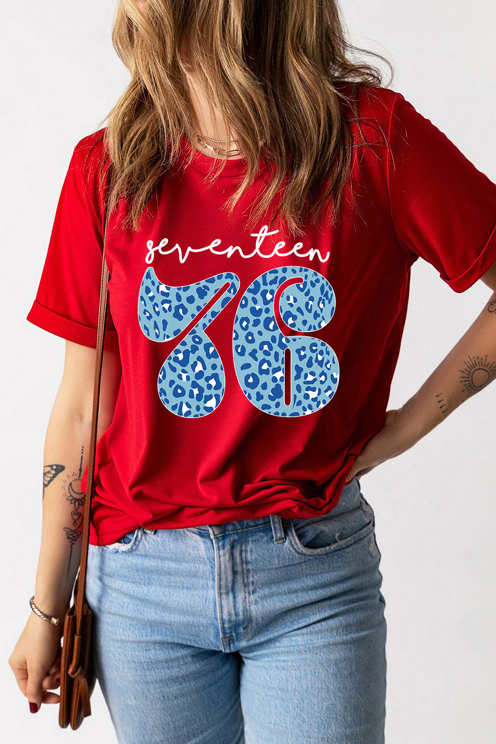 SEVENTEEN 76 Graphic Cuffed Sleeve Tee-Jewearrings