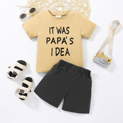 Kids IT WAS PAPA'S IDEA Graphic Tee and Shorts Set-Jewearrings